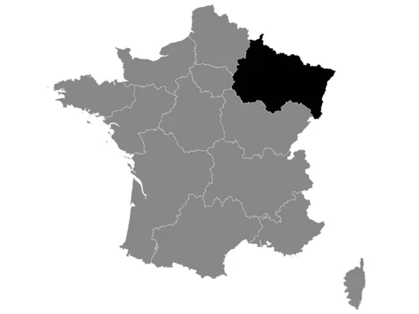 Черная Карта Великого Востока Франции Рамках Серой Карты Франции — стоковый вектор