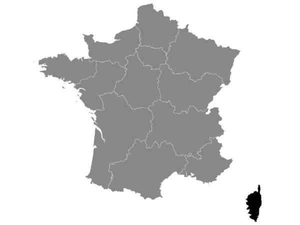 Kaart Van Franse Regio Corsica Grijze Kaart Van Frankrijk — Stockvector