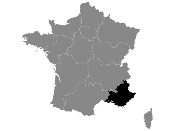 Mapa Localização French Region Sud Region Dentro Grey Mapa France — Vetor de Stock