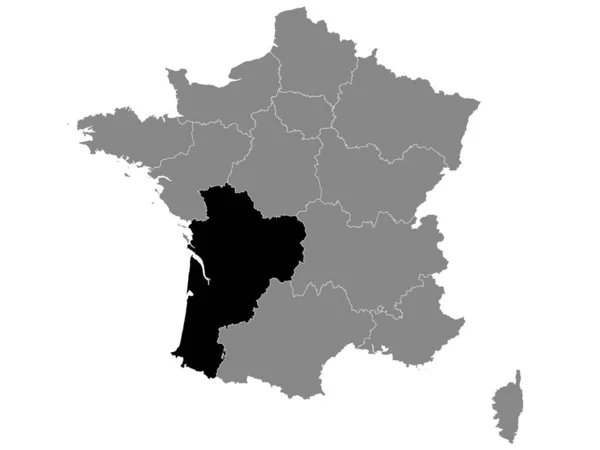 Kaart Van Franse Regio Aquitaine Grijze Kaart Van Frankrijk — Stockvector