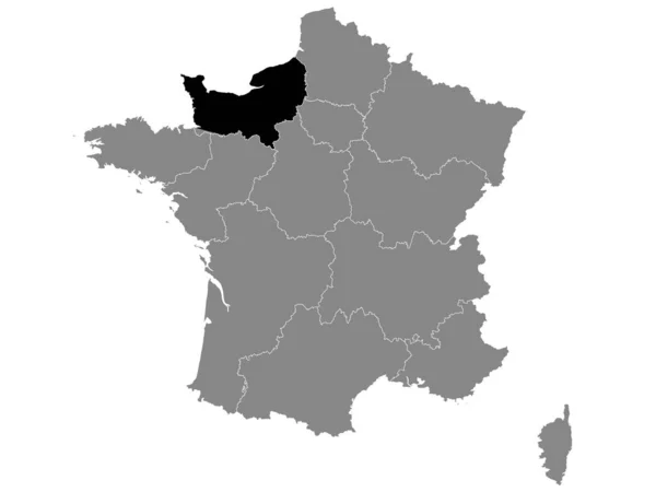 Black Location Map French Normandy Region Grey Map France — стоковий вектор