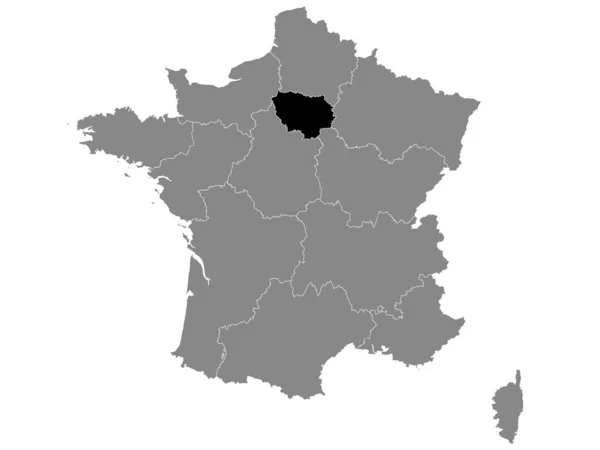 Black Location Map French Island France Region Grey Map France — Stockový vektor