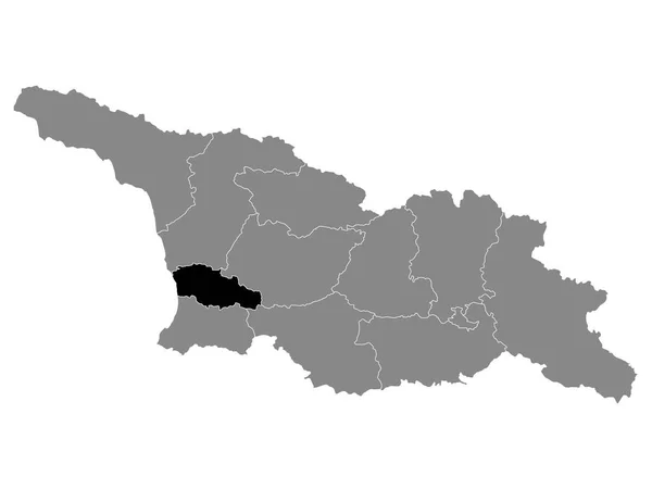 Zwarte Plattegrond Van Georgische Regio Gurië Grijze Kaart Van Georgië — Stockvector