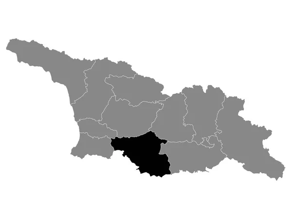 Zwarte Plattegrond Van Georgische Regio Samtskhe Tenerikheti Grijze Kaart Van — Stockvector