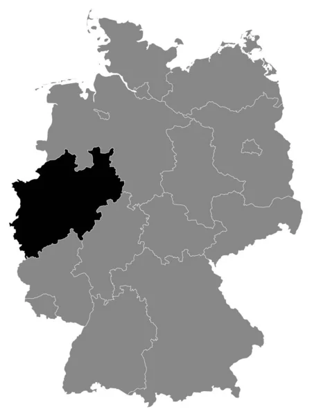 Black Mapa Ubicación Del Estado Federal Alemán Renania Del Norte — Archivo Imágenes Vectoriales