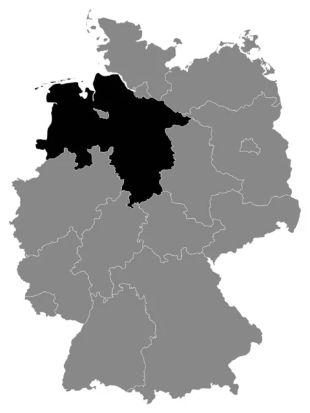Negro Mapa Ubicación Del Estado Federal Alemán Baja Sajonia Dentro — Archivo Imágenes Vectoriales