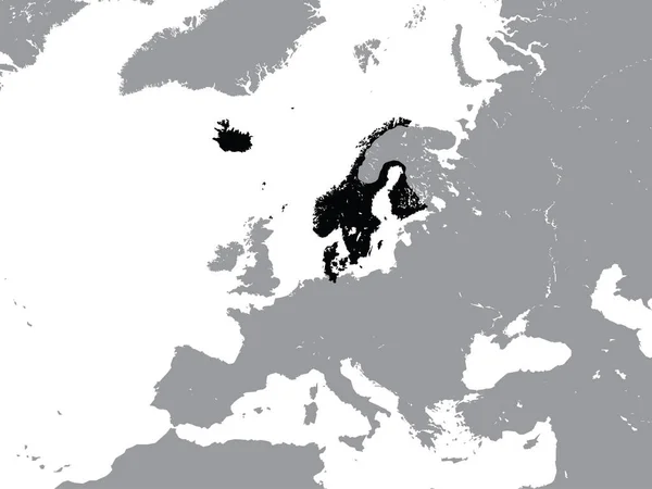 Schwarz Graue Flache Karte Des Ehemaligen Nordischen Landes Der Kalmarer — Stockvektor