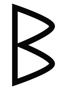 Siyah Basit Dalecarlian Rünleri Alfabe Harfi B (Birk)