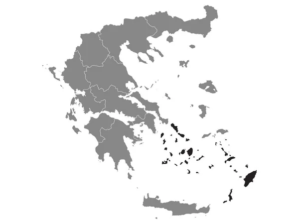 ギリシャのグレイマップ内の南エーゲ海のギリシャ地域の黒い場所 — ストックベクタ