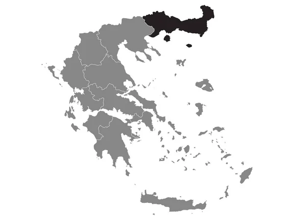 Yunanistan Doğu Makedonya Bölgesi Yunanistan Gri Haritası Çindeki Siyah Konum — Stok Vektör