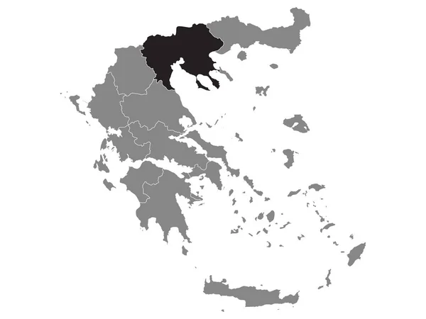 Schwarze Landkarte Der Griechischen Region Zentralmakedonien Innerhalb Der Grauen Landkarte — Stockvektor