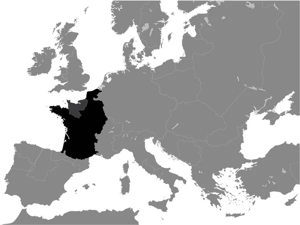 Black Flat Mapa Del Reino Francia Año 1097 Dentro Gray — Vector de stock