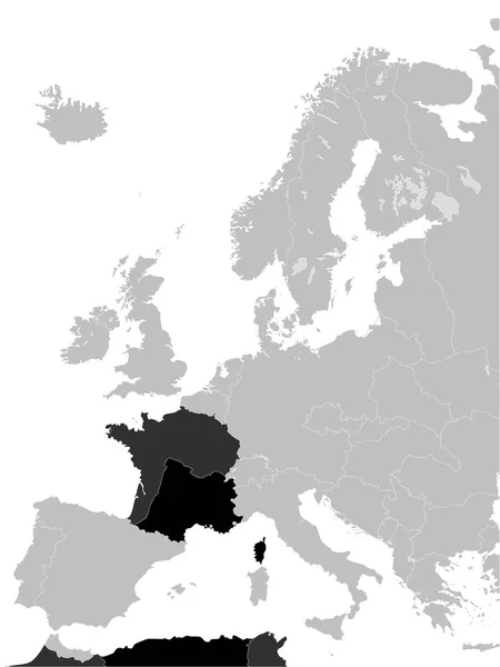 ヨーロッパの灰色の地図の中のヴィシー フランス 19401944 の黒い平らな地図 — ストックベクタ