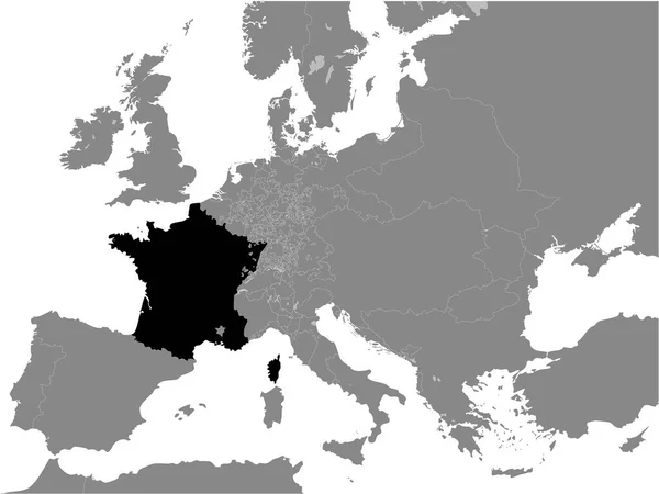Black Flat Mapa Del Reino Francia Año 1789 Dentro Gray — Vector de stock