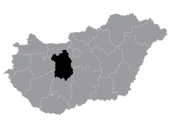 Negro Mapa Ubicación Región Húngara Fejer Grey Mapa Hungría — Archivo Imágenes Vectoriales
