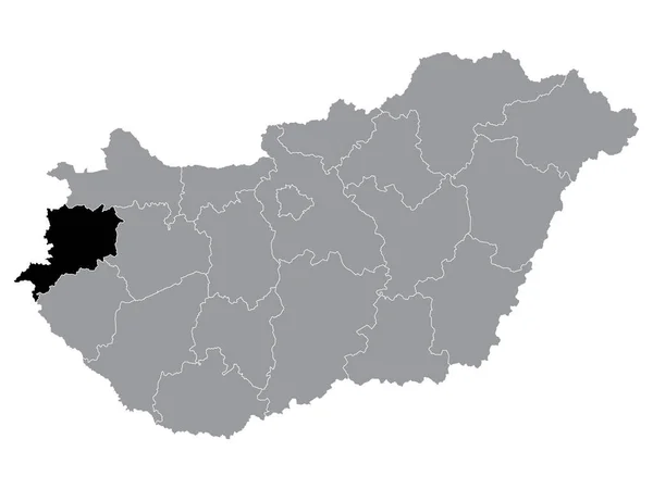 Black Mapa Ubicación Región Húngara Vas Grey Mapa Hungría — Archivo Imágenes Vectoriales