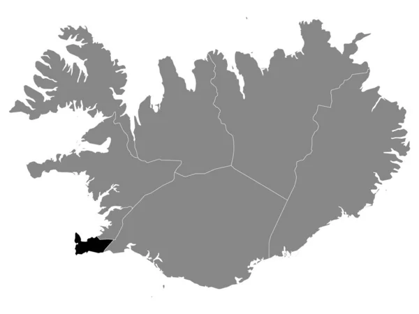 Black Mapa Ubicación Región Islandesa Península Del Sur Reykjanesskagi Grey — Archivo Imágenes Vectoriales