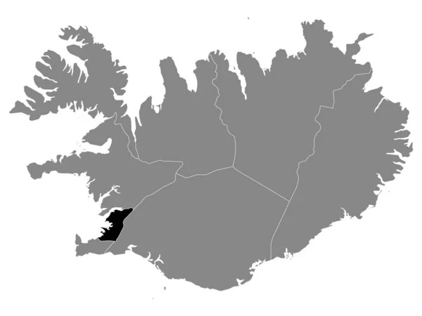 Μαύρος Χάρτης Τοποθεσίας Της Ισλανδικής Πρωτεύουσας Της Ευρύτερης Περιοχής Reykjavik — Διανυσματικό Αρχείο