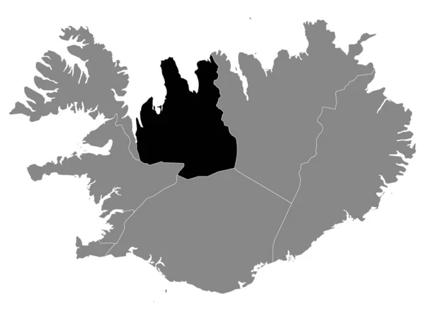 Black Mapa Ubicación Región Islandesa Del Noroeste Nordurlandia Vestra Grey — Archivo Imágenes Vectoriales