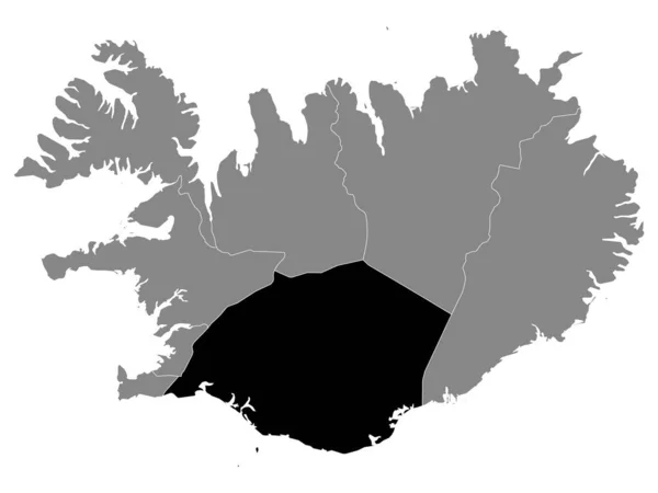 Black Mapa Localización Región Islandia Del Sur Dentro Grey Mapa — Vector de stock