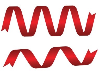 Bir Kırmızı Dekoratif Tatil Kurdelesinin Parlak 3D Vektör İllüstrasyonuName