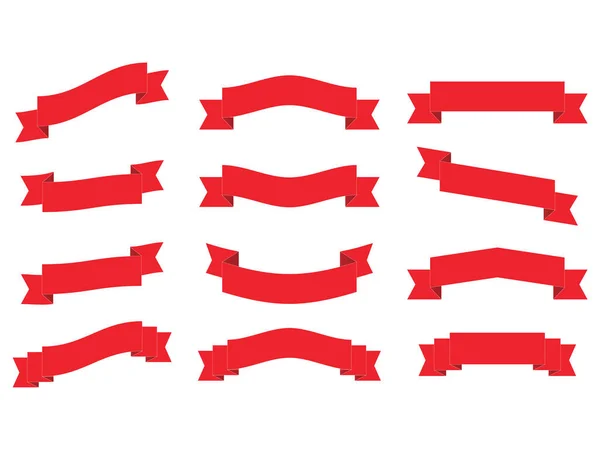 Vector Illustratie Van Een Rode Decoratieve Feestdagen Lint Banner Set — Stockvector