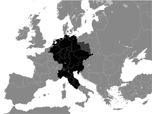 Black Flat Map Holy Roman Empire Рік 1004 Gray Map — стоковий вектор