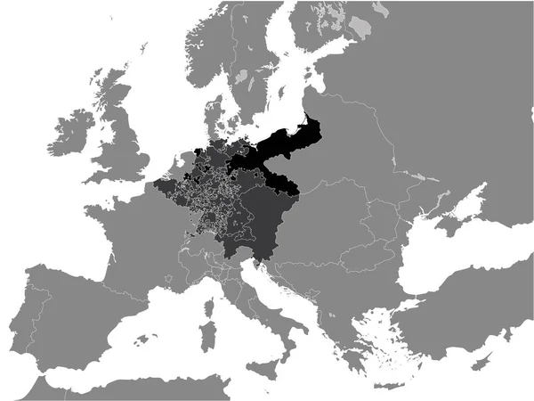 Schwarze Flache Karte Des Königreichs Preußen Jahr 1789 Innerhalb Der — Stockvektor