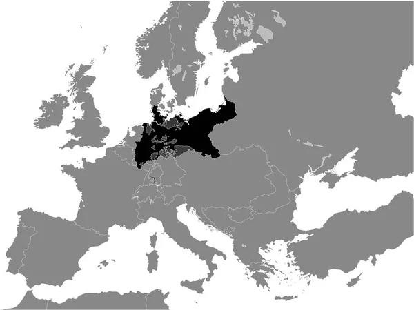 Черная Плоская Карта Прусского Королевства 1870 Год Внутри Серой Карты — стоковый вектор