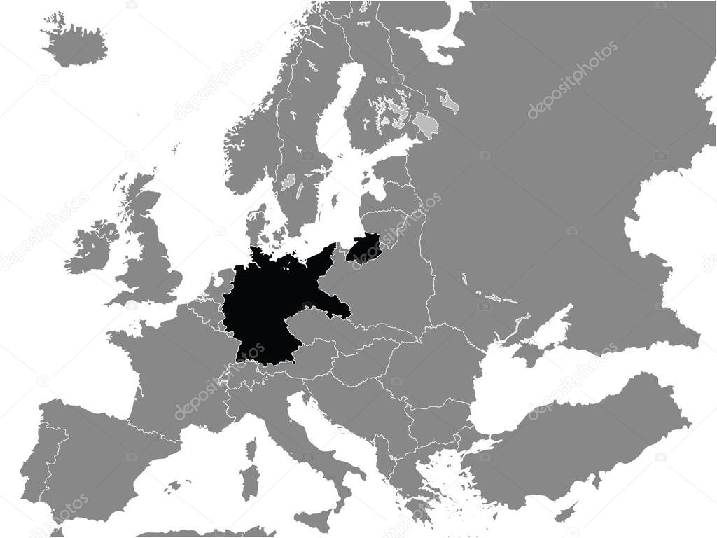Black Flat Map of Weimar Republic (19181933) inside Gray Map of Europe