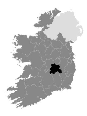İrlanda 'nın Gri Haritası içinde İrlanda Konseyinin Siyah Konum Haritası