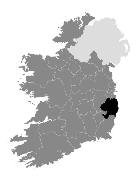 Black Location Map Irish Council Wicklow County Grey Map Ireland — стоковий вектор