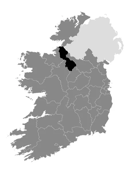 Black Location Map Irish Council Leitrim County Grey Map Ireland — стоковий вектор