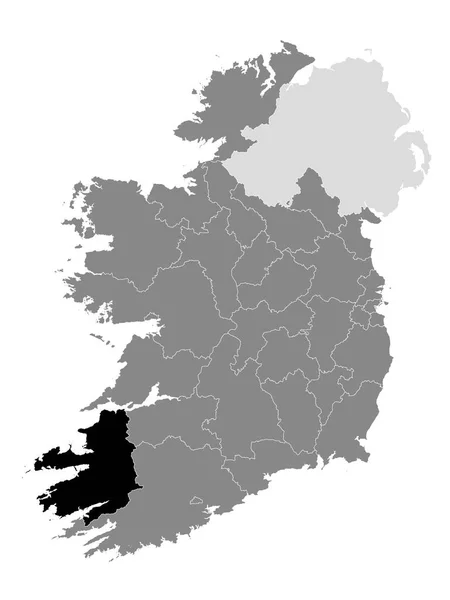Mapa Localização Conselho Irlandês Condado Kerry Dentro Grey Mapa Irlanda — Vetor de Stock