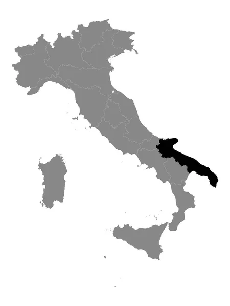 이탈리아의 회색지도 이탈리아 아풀리아 지역의 — 스톡 벡터