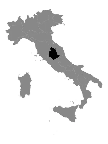 Negro Mapa Región Italiana Umbría Grey Mapa Italia — Vector de stock