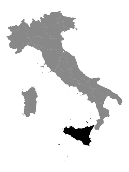 Black Location Map Italian Region Sicily Grey Map Italy — Stock Vector