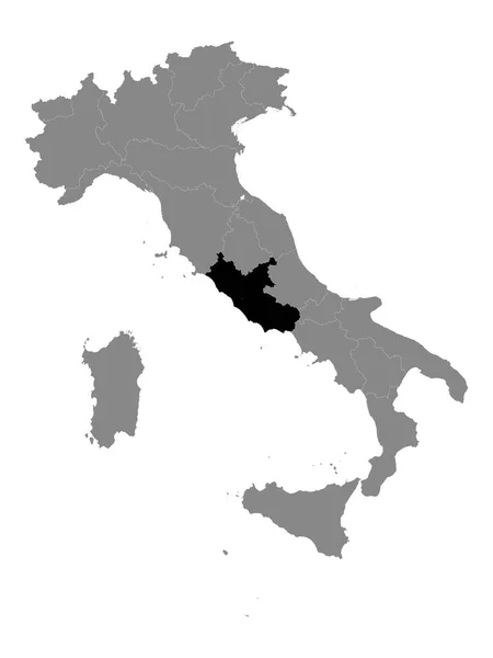 Negro Mapa Localización Región Italiana Del Lacio Grey Mapa Italia — Vector de stock