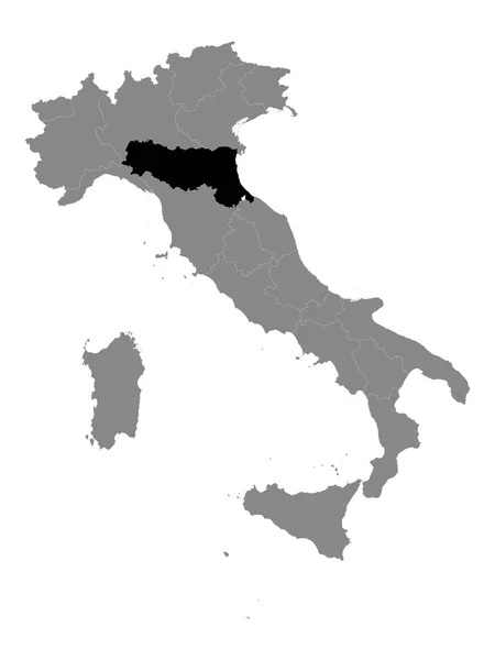 Schwarze Landkarte Der Italienischen Region Emilia Romagna Innerhalb Der Grauen — Stockvektor