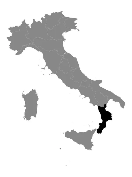 Mappa Nera Della Regione Calabria All Interno Grey Map Italy — Vettoriale Stock
