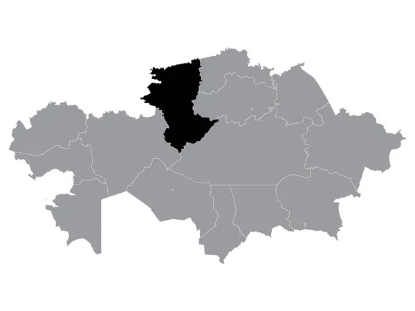 Schwarze Landkarte Der Italienischen Region Kostanay Innerhalb Der Grauen Landkarte — Stockvektor