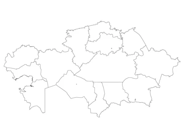 Karta Över Vita Regionerna Det Asiatiska Landet Kazakstan — Stock vektor