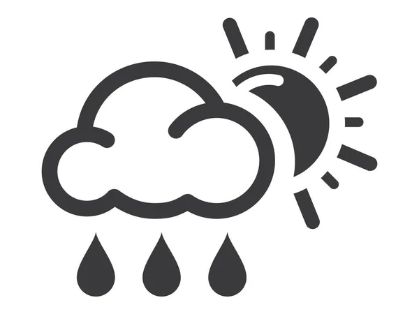 Black Flat Weather Forecast Icon Rain Sun — Stock Vector
