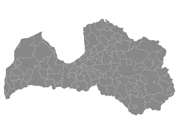 Gri Belediyeler Letonya Avrupa Ülkesi Haritası — Stok Vektör