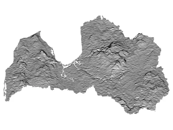ラトビアのヨーロッパ諸国の灰色3D地形図 — ストックベクタ