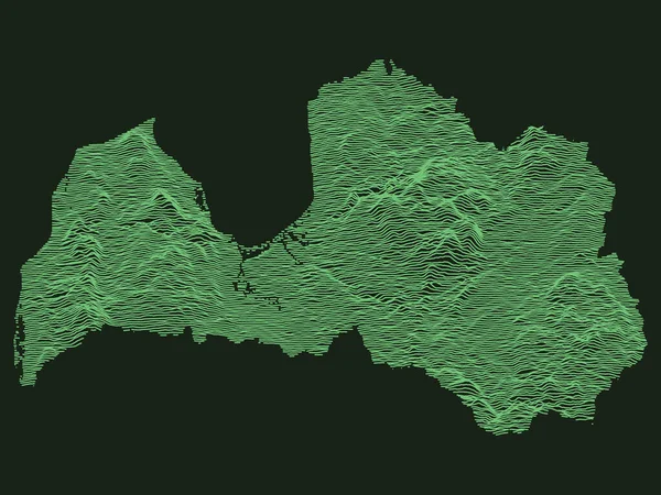 欧洲国家拉脱维亚战术军用翡翠3D地形图 — 图库矢量图片