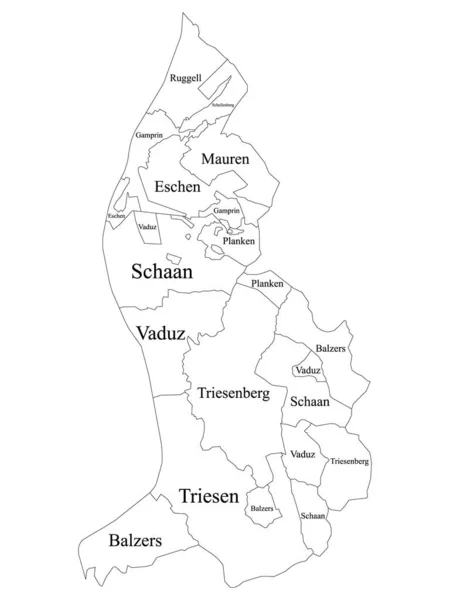 White Labeled Municipalities Peta Negara Eropa Liechtenstein - Stok Vektor