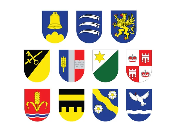 Set Collection Coat Arms Communities Liechtenstein — Stock Vector