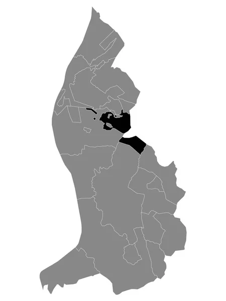 Mapa Lokalizacji Czarnej Liechtensteinu Wspólnota Planken Obrębie Szarej Mapy Liechtensteinu — Wektor stockowy