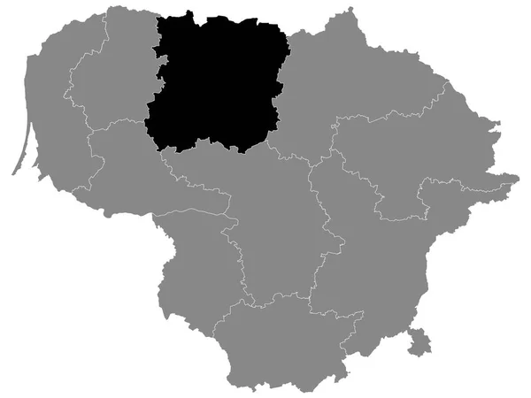 Litvanya Nın Siauliai Ilçesinin Siyah Konum Haritası Litvanya Nın Gri — Stok Vektör